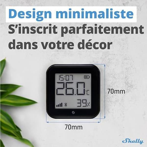 Temperatur- och fuktighetssensor - SHELLY - H&T Gen3 - Svart - Wi-Fi - Dubbel strömförsörjning