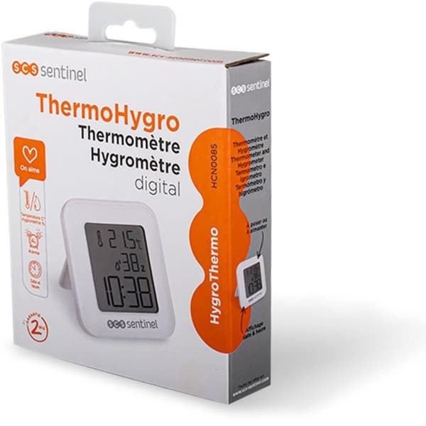 Termometer-Hygrometer - SCS SENTINEL - ThermoHygro - Indendørs - Viser tid, alarm, luftfugtighed og temperatur