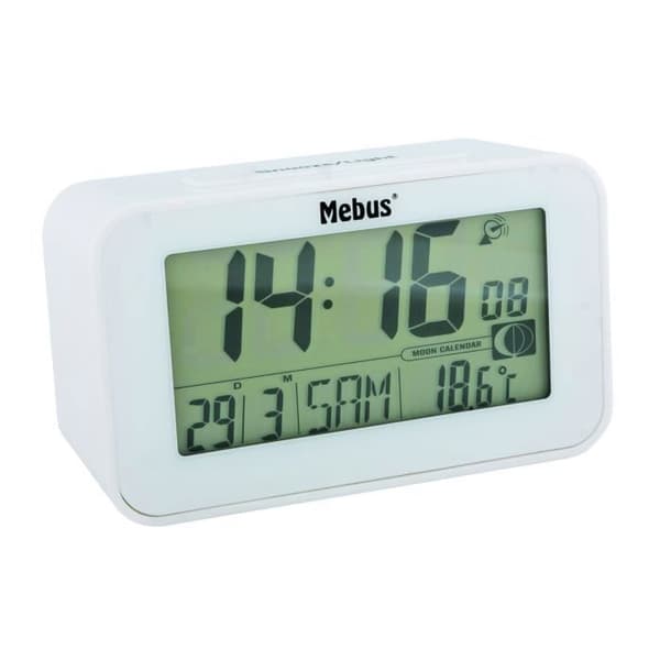 Mebus 51461 väckarklocka - LCD - 2 rader - Vit