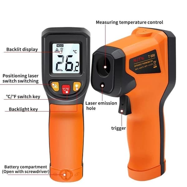 OBOSOE Digital Infraröd Termometer -50°C till 400°C | Laser Pyrometer med Snabb & Kontaktlös Temperaturmätning för Industriellt Bruk