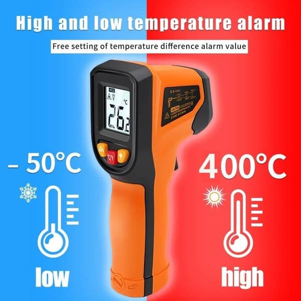 OBOSOE Digital Infraröd Termometer -50°C till 400°C | Laser Pyrometer med Snabb & Kontaktlös Temperaturmätning för Industriellt Bruk