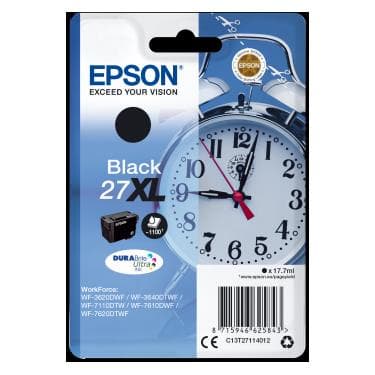 Epson 27XL - 17.7 ml - XL - svart - original - bläckpatron - för WorkForce WF-3620, WF-3640, WF-7110, WF-7210, WF-7610, WF-7620, WF-7710, WF-7715, WF-7720