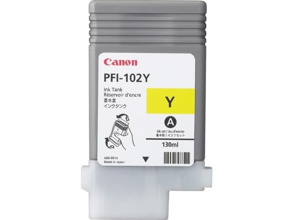 Canon LUCIA PFI-102 Y - 130 ml - gul - original - blekktank - for imagePROGRAF iPF510, iPF610, iPF650, iPF655, iPF750, iPF755, iPF760, iPF765, LP17,