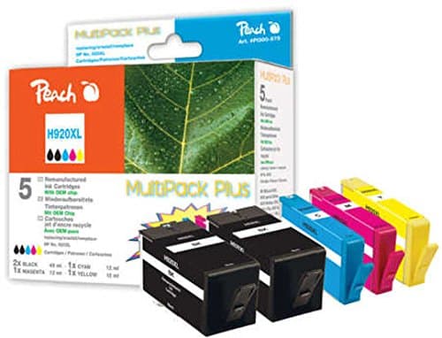 Peach Spar Pack Plus - 5-pack - XL Capacity - svart, gul, cyan, magenta - kompatibel - blekkpatron (alternativ for: HP 920XL) - for HP Officejet 6500