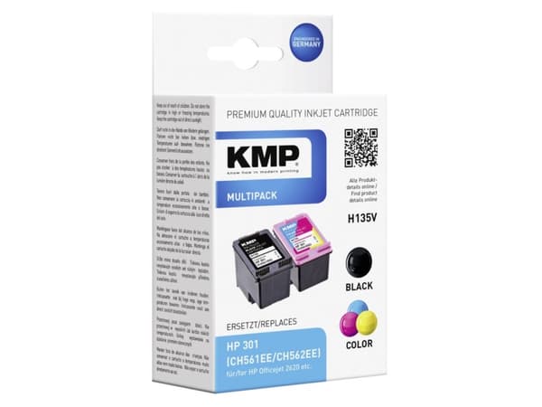 KMP H135V, Sort, Cyan, Fiolblå, Gult, Pigmentbasert blekk, Fargestoffbasert blekk, 3 ml, 3 ml, Multipakke