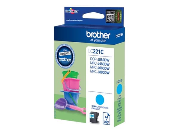Brother LC221C - Cyan - original - blekkpatron - for Brother DCP-J562DW, MFC-J480DW, MFC-J680DW, MFC-J880DW
