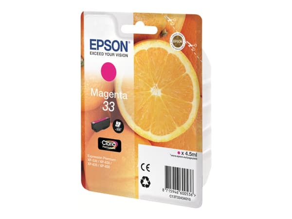 Epson 33 - 4.5 ml - magenta - original - blister - blekkpatron - for Expression Home XP-635, 830; Expression Premium XP-530, 540, 630, 635, 640, 645,