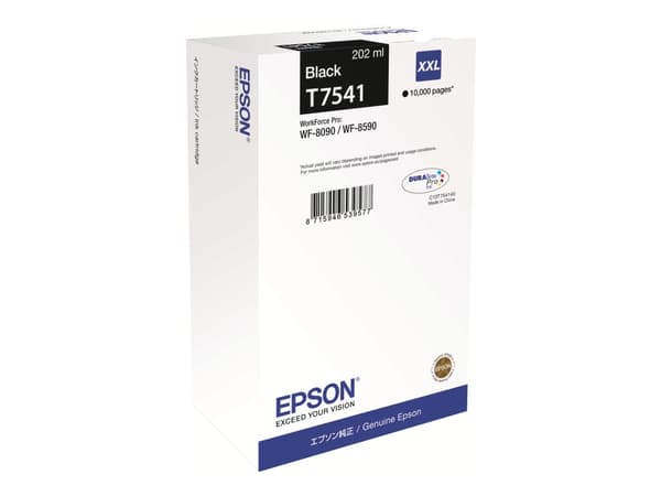 Epson T7541 - 202 ml - XXL-størrelse - svart - original - blekkpatron - for WorkForce Pro WF-8090, WF-8090 D3TWC, WF-8090DW, WF-8590, WF-8590 D3TWFC,