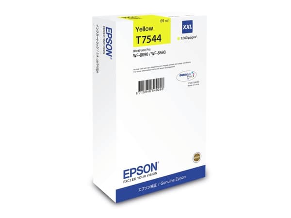 Epson T7544 - 69 ml - XXL-størrelse - gul - original - blekkpatron - for WorkForce Pro WF-8090, WF-8090 D3TWC, WF-8090DW, WF-8590, WF-8590 D3TWFC, WF