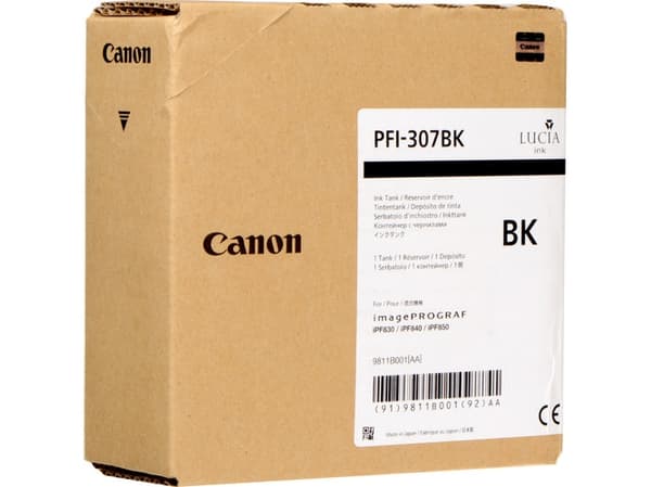 Canon PFI-307 BK - 330 ml - svart - original - bläcktank - för imagePROGRAF iPF830, iPF830 MFP M40, iPF840, iPF840 MFP M40, iPF850, iPF850 MFP M40