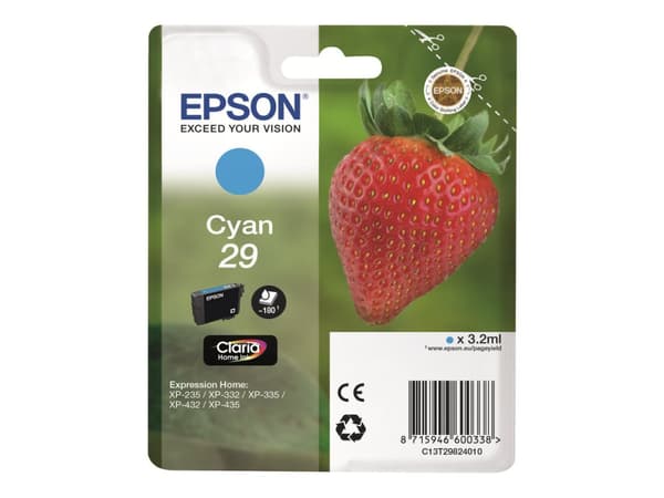 Epson 29 - 3.2 ml - cyan - original - bläckpatron - för Expression Home XP-235, 245, 247, 332, 335, 342, 345, 432, 435, 442, 445