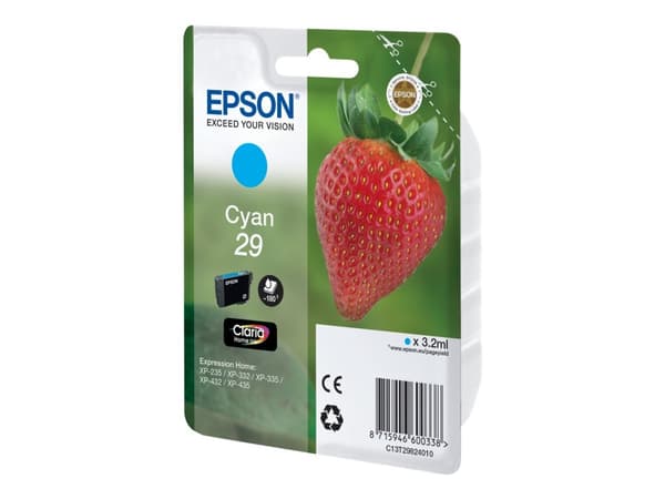 Epson 29 - 3.2 ml - cyan - original - bläckpatron - för Expression Home XP-235, 245, 247, 332, 335, 342, 345, 432, 435, 442, 445