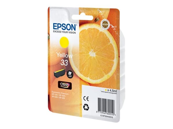Epson 33 - 4.5 ml - gul - original - blister - blekkpatron - for Expression Home XP-635, 830; Expression Premium XP-530, 540, 630, 635, 640, 645, 830