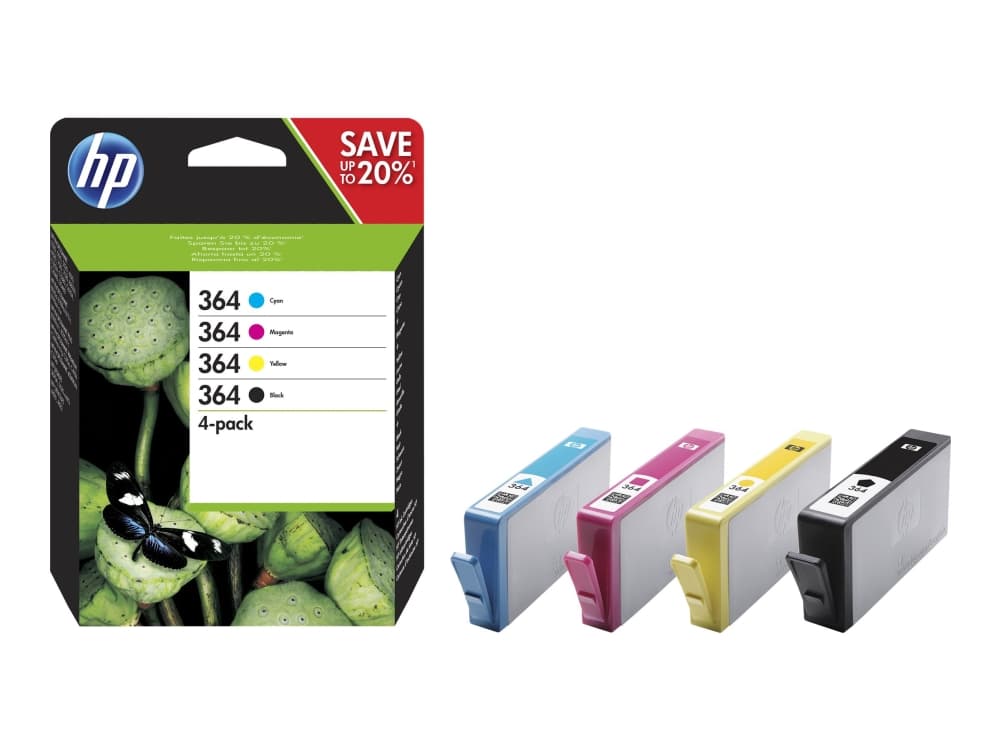 HP 364 - 4 blækpatroner - sort, gul, cyan, magenta - original - blækpatron - for Deskjet 35XX; Photosmart 55XX, 55XX B111, 65XX, 65XX B211, 7510 C311