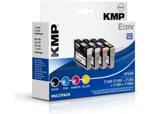 KMP E121V, Väriainepohjainen muste, 5,9 ml, 3,5 ml, 200 sivua, 4 kpl, Monipakkaus