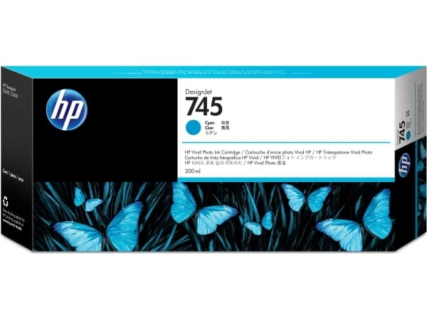 HP 745 - 300 ml - høykapasitets - cyan - original - DesignJet - blekkpatron - for DesignJet Z2600 PostScript, Z5600 PostScript