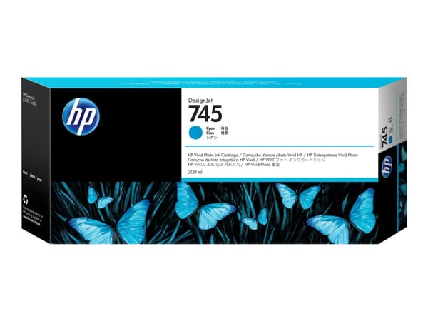 HP 745 - 300 ml - høykapasitets - cyan - original - DesignJet - blekkpatron - for DesignJet Z2600 PostScript, Z5600 PostScript