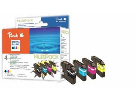Peach Combi-Pack - 4-pack - svart, gul, cyan, magenta - kompatibel - blekkpatron (alternativ for: Brother LC125XL, Brother LC127XL) - for Brother DCP