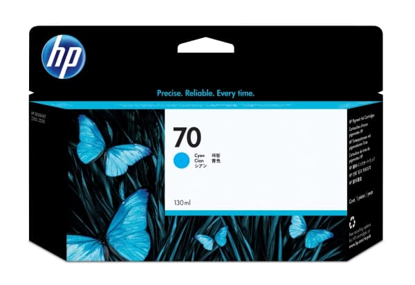 HP 70 - 130 ml - cyan - original - DesignJet - blekkpatron - for DesignJet HD Pro MFP, T120, Z2100, Z3100, Z3100ps, Z3200, Z3200ps, Z5200, Z5400