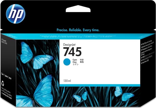 HP 745 130-ml DesignJet Cyan Ink Cartridge