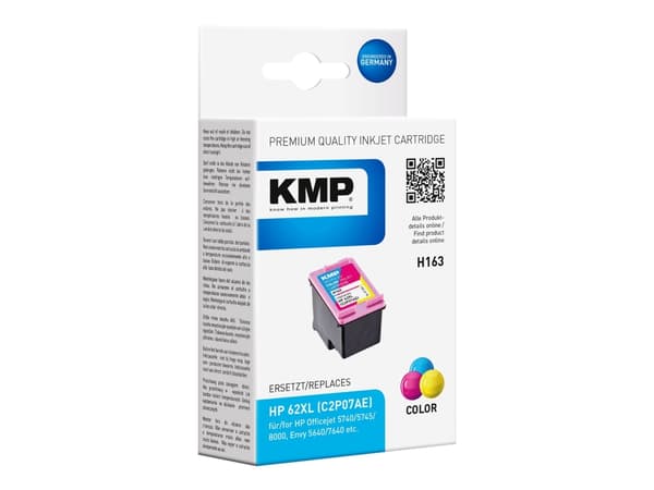 KMP H163 - 11.5 ml - farge (cyan, magenta, gul) - kompatibel - blekkpatron (alternativ for: HP 62XL, HP C2P07AE) - for HP ENVY 55XX, 56XX, 76XX; Offi