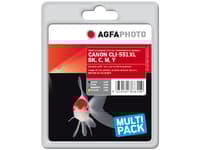 AgfaPhoto Multi pack - 4-pack - 11 ml - svart, gul, cyan, magenta - kompatibel - bläckpatron (alternativ för: Canon 6443B001, Canon 6444B001, Canon 6