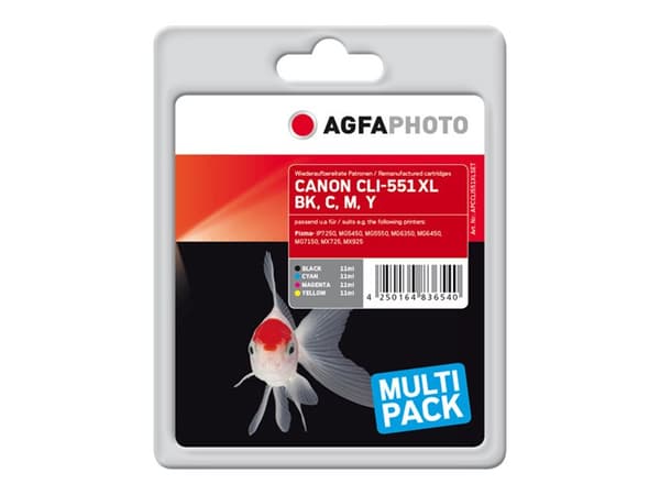 AgfaPhoto Multi pack - 4-pack - 11 ml - svart, gul, cyan, magenta - kompatibel - bläckpatron (alternativ för: Canon 6443B001, Canon 6444B001, Canon 6