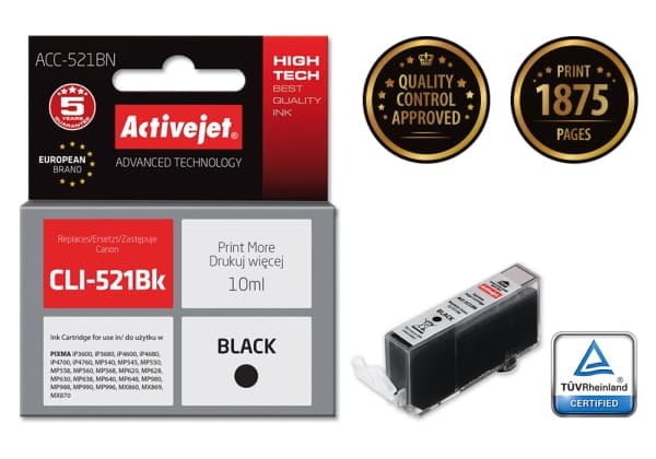 Activejet ACC-521BN, Høyt (XL) utbytte, Sort, Pigmentbasert blekk, 10 ml, 1 stykker, Enkeltpakke