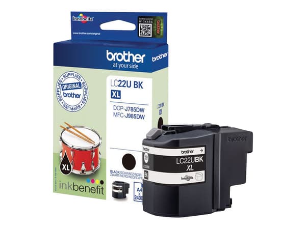 Brother LC22UBK - XL - svart - original - blekkpatron - for Brother DCP-J785DW, DCP-J785DWXL, MFC-J985DW; INKvestment Work Smart MFC-J985DW