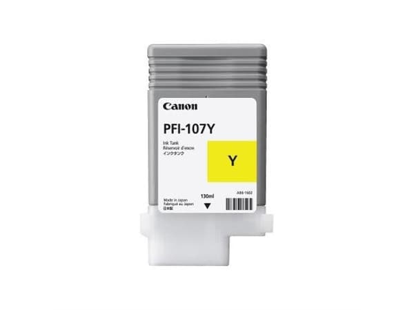 Canon PFI-107 Y - 130 ml - gul - original - bläcktank - för imagePROGRAF iPF670, iPF680, iPF685, iPF770, iPF780, iPF785