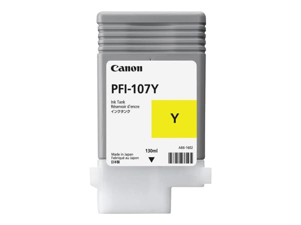 Canon PFI-107 Y - 130 ml - gul - original - bläcktank - för imagePROGRAF iPF670, iPF680, iPF685, iPF770, iPF780, iPF785