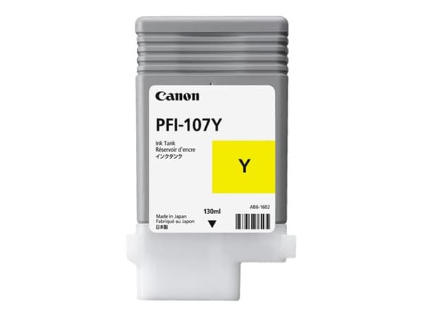 Canon PFI-107 Y - 130 ml - gul - original - bläcktank - för imagePROGRAF iPF670, iPF680, iPF685, iPF770, iPF780, iPF785