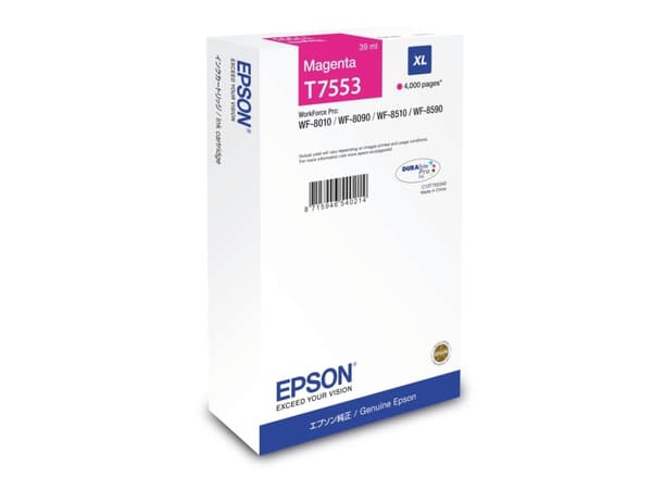 Epson T7553 - 39 ml - XL-storlek - magenta - original - bläckpatron - för WorkForce Pro WF-8010, WF-8090, WF-8090 D3TWC, WF-8510, WF-8590, WF-8590 D3