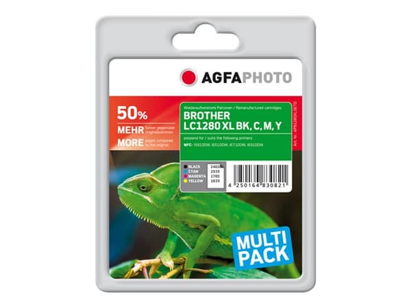 AgfaPhoto Multi pack - 4-pack - svart, gul, cyan, magenta - kompatibel - blekkpatron (alternativ for: Brother LC1280XLVALBPDR) - for Brother MFC-J591