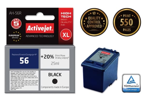 Activejet AH-56R, Høyt (XL) utbytte, Sort, Pigmentbasert blekk, 25 ml, 1 stykker, Enkeltpakke