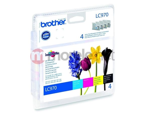 Brother LC-970, 350 sider, 300 sider, 4 stk, multipakke