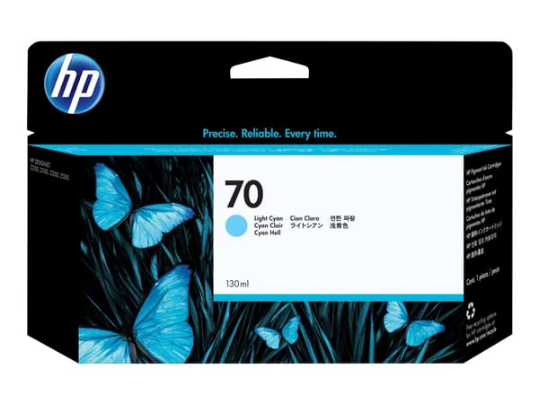HP 70 - 130 ml - lys cyan - original - DesignJet - blekkpatron - for DesignJet HD Pro MFP, T120, Z2100, Z3100, Z3100ps, Z3200, Z3200ps, Z5200, Z5400