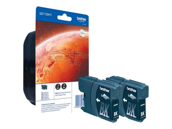 Brother LC1100HYBKBP2 - Høykapasitets - svart - original - blister - blekkpatron - for Brother DCP-6690CW, MFC-5890CN, MFC-6490CW