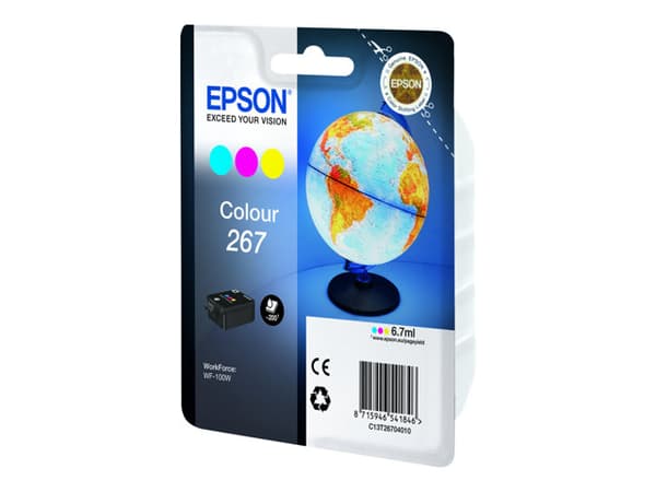 Epson 267 - 6.7 ml - gul, cyan, magenta - original - blister med RF-larm - bläckpatron - för WorkForce WF-100W
