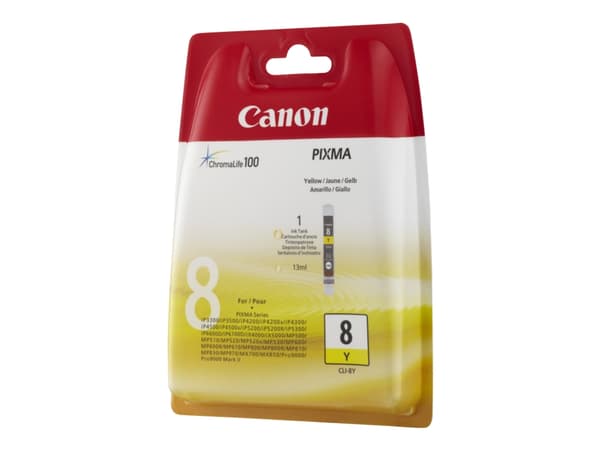 Canon CLI-8Y - 13 ml - gul - original - blekkbeholder - for PIXMA iP3500, iP4500, iP5300, MP510, MP520, MP610, MP960, MP970, MX700, MX850, Pro9000
