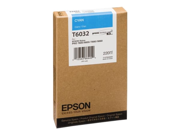Epson T6032 - 220 ml - cyan - original - bläckpatron - för Stylus Pro 7800, Pro 7880, Pro 9800, Pro 9880