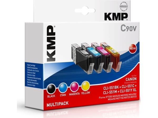 KMP MULTIPACK C90V - 4-pack - svart, gul, cyan, magenta - kompatibel - blekkpatron (alternativ for: Canon 6443B001, Canon 6444B001, Canon 6445B001, C