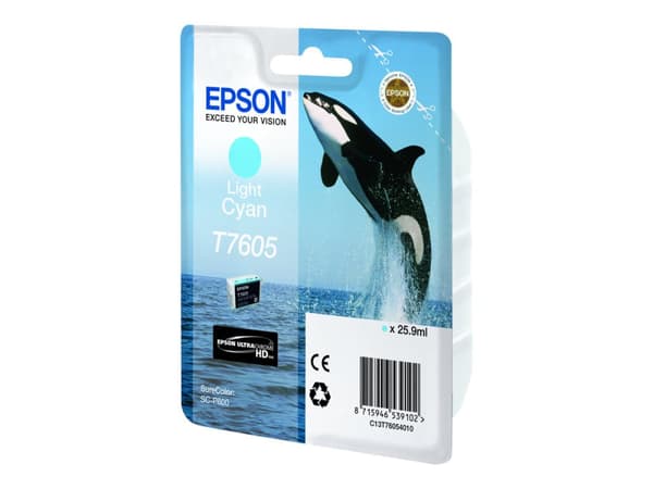 Epson T7605 - 26 ml - lys cyan - original - blister - blekkpatron - for SureColor P600, SC-P600