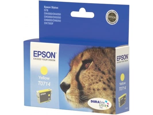 Epson T0714 - Gul - original - blekkpatron - for Stylus DX9400, SX115, SX210, SX215, SX218, SX415, SX515, SX610; Stylus Office BX310, BX610