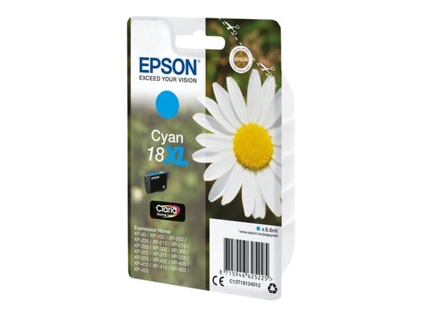 Epson 18XL - 6.6 ml - XL - cyan - original - blekkpatron - for Expression Home XP-212, 215, 225, 312, 315, 322, 325, 412, 415, 422, 425