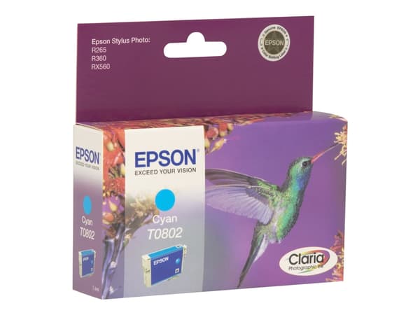 Epson T0802 - Cyan - original - bläckpatron - för Stylus Photo P50, PX650, PX660, PX700, PX710, PX720, PX730, PX800, PX810, PX820, PX830