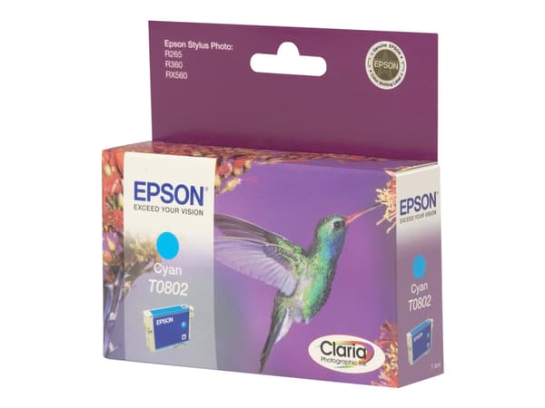 Epson T0802 - Cyan - original - bläckpatron - för Stylus Photo P50, PX650, PX660, PX700, PX710, PX720, PX730, PX800, PX810, PX820, PX830