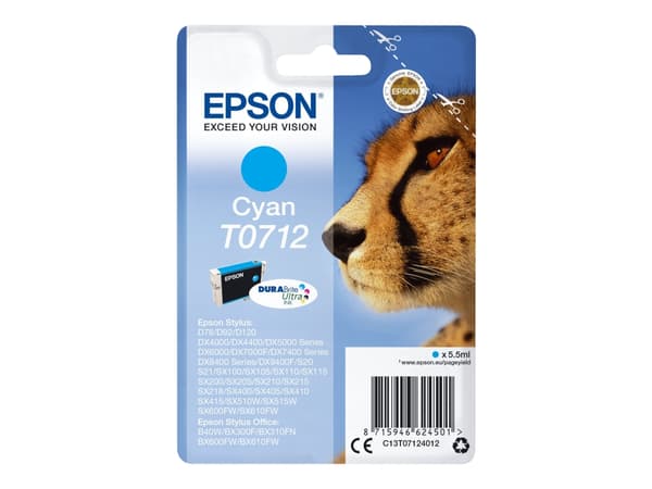 Epson Cheetah Enpack cyan T0712 DURABrite Ultra-bläck