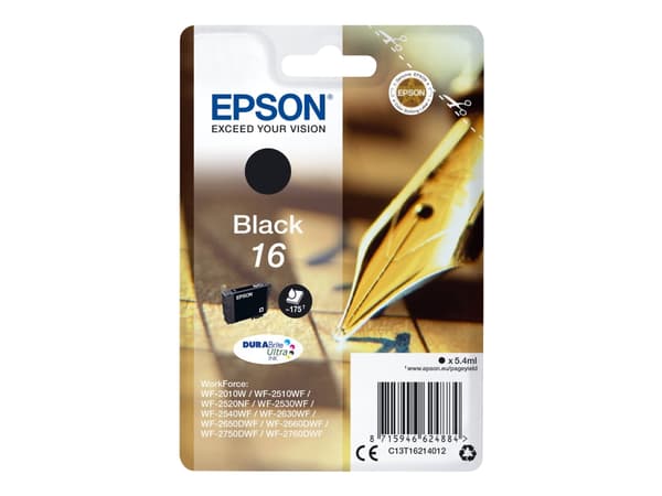 Epson 16 - 5.4 ml - svart - original - blekkpatron - for WorkForce WF-2010, 2510, 2520, 2530, 2540, 2630, 2650, 2660, 2750, 2760