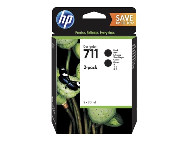 HP 711 2-pack 80-ml Black DesignJet Ink Cartridges